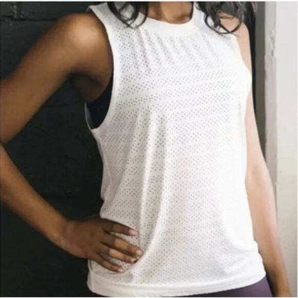 Zyia Active White Mesh Perforated Tank Top Workout Gym Women's Large - Picture 1 of 7